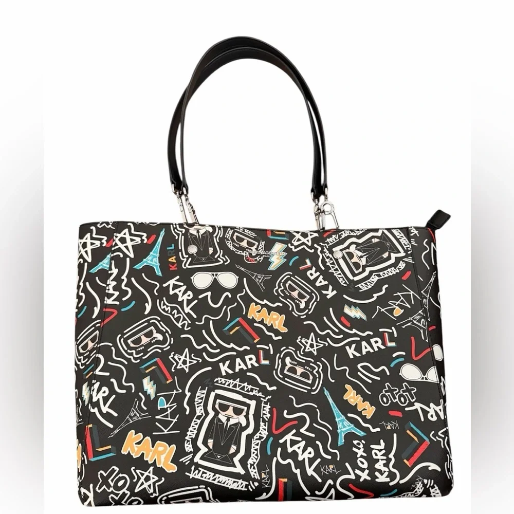 Karl Lagerfeld Paris Adele Black Multicolor Tote Bag - Picture 1 of 10